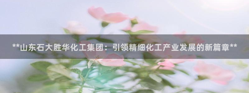 球盟会官方网站入口：**山东石大胜华化工集团：引领精细化工产